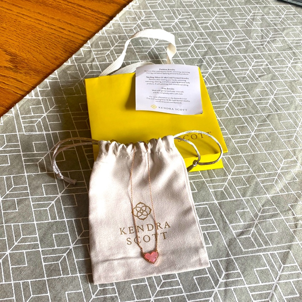 Kendra Scott gold pink heart necklace